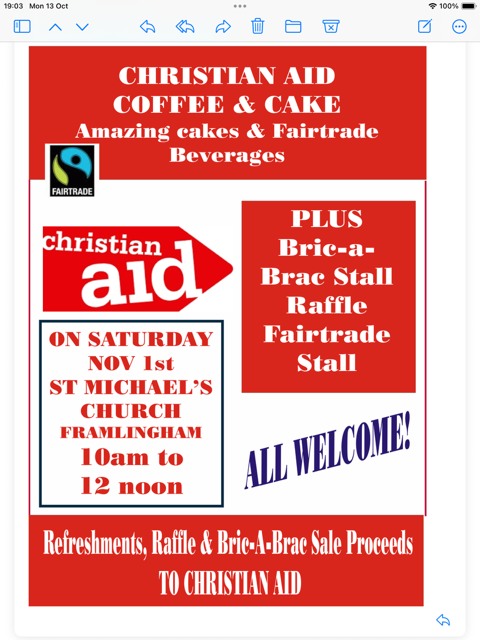 Christian aid coffee moning Nov 25